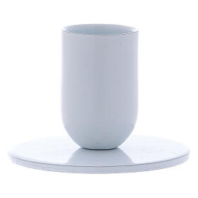 Tubular white iron candle holder d. 0.8 in