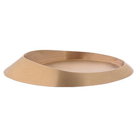 Oval candle holder plate in gold plated brass with satin finish 11 1/2x4 1/4 in
