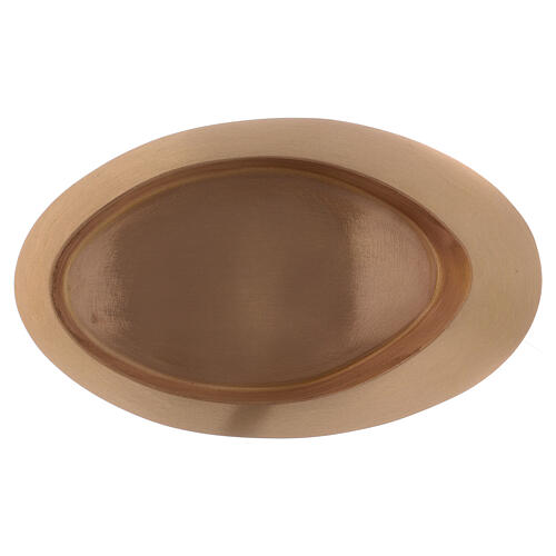Oval candle holder plate in gold plated brass with satin finish 11 1/2x4 1/4 in 3