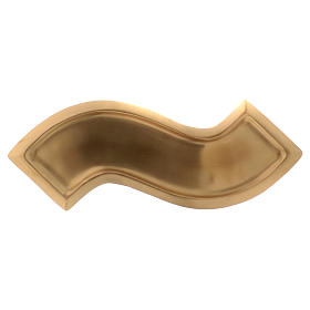 Wave-shaped candle holder plate in gold-plated brass