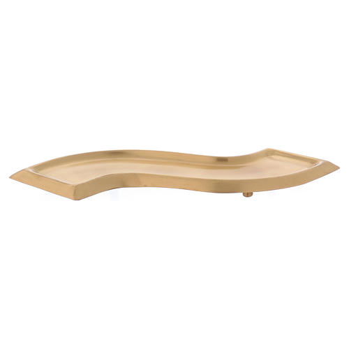 Wave-shaped candle holder plate in gold-plated brass 1