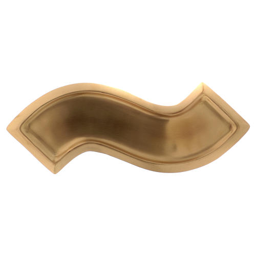 Plato portavelas en forma de ola de latón dorado 2