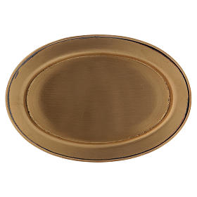 Candle holder plate in matt gold-plated brass 12 cm