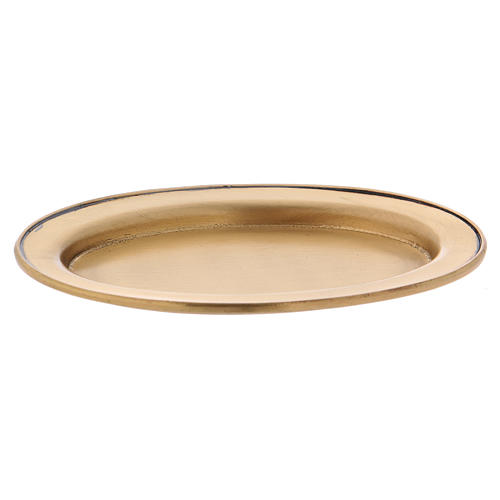 Candle holder plate in matt gold-plated brass 12 cm 2
