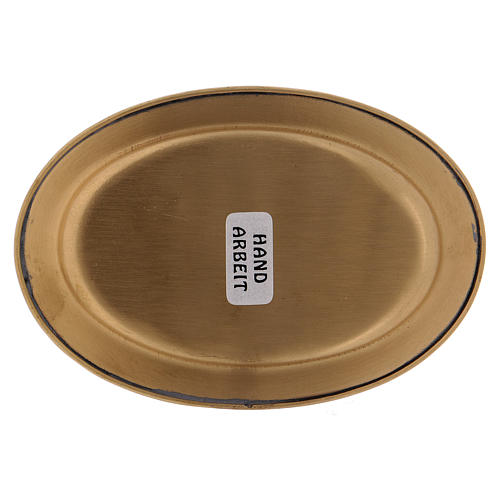 Candle holder plate in matt gold-plated brass 12 cm 3