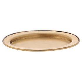 Matte gold plated brass candle holder plate 4 3/4 in