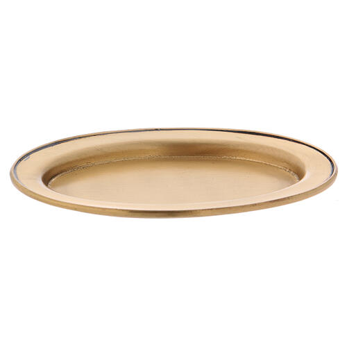 Matte gold plated brass candle holder plate 4 3/4 in 2