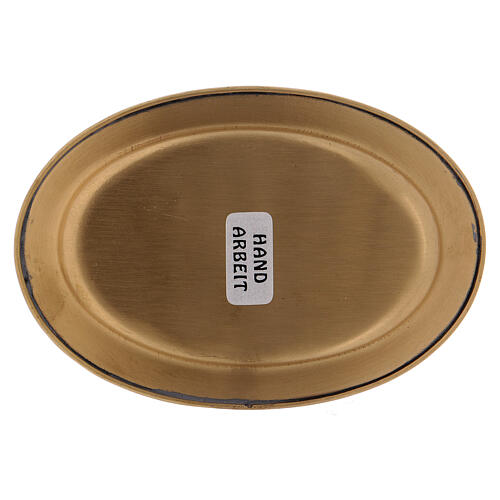 Matte gold plated brass candle holder plate 4 3/4 in 3