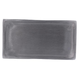 Piattino portacandela rettangolare 17x 9cm in alluminio argentato satinato