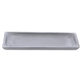 Piattino portacandela rettangolare 17x 9cm in alluminio argentato satinato
