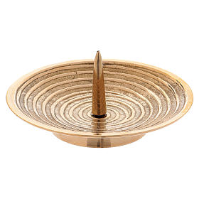 Talerz podstawka świecy mosiądz złoty wzór spirala 10 cm