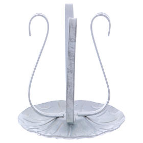 Candle holder in varnished silver and white iron 11 cm