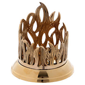 Flame-shaped candle holder in gold-plated brass with glossy base 9 cm