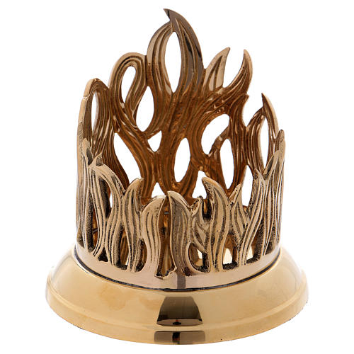 Porte-bougie en laiton doré base brillante décoration en forme de flamme 9 cm 1