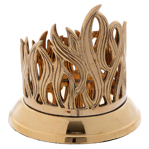 Porte-bougie en laiton doré base brillante décoration en forme de flamme 9 cm 3