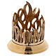 Porta-vela em latão dourado base brilhante decoração em forma de chama 9 cm s1