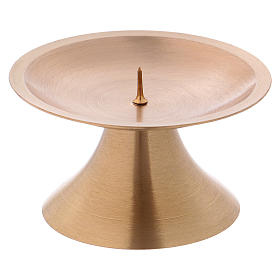 Candle holder in matt gold-plated brass with conical base 9 cm