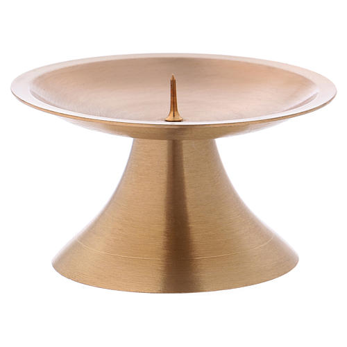 Candle holder in matt gold-plated brass with conical base 9 cm 2
