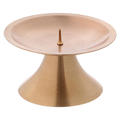 Conical base candlestick in matte gold plated brass 3 1/2 in 1