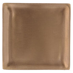 Square candle holder in gold plated brass satin finish