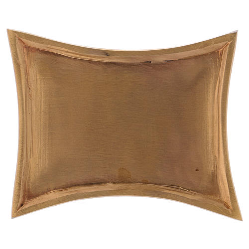 Rectangular candle holder plate in satinised gold-plated brass 11x7 cm 1
