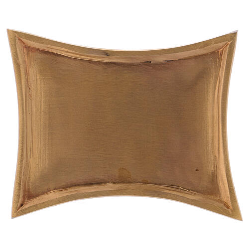 Rectangular candle holder plate in gold plated brass satin finish 4 1/4x3 in 1