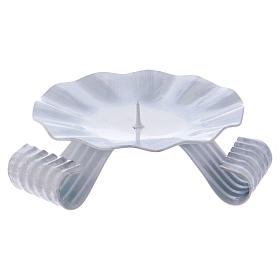 Portacandele in ferro bianco e argento spuntone diametro 8 cm