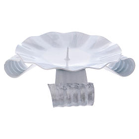 Portacandele in ferro bianco e argento spuntone diametro 8 cm