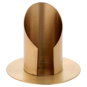 Tube-shaped candle holder with opening in gold-plated brass diam. 6 cm