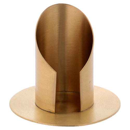 Tube-shaped candle holder with opening in gold-plated brass diam. 6 cm 1