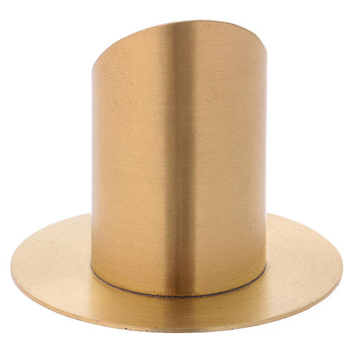 Tube-shaped candle holder with opening in gold-plated brass diam. 6 cm 3