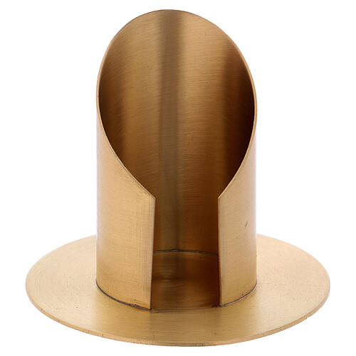 Tubular candlestick with opening in gold plated brass d. 2 1/2 in 1