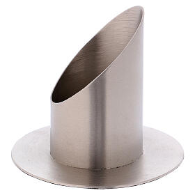 Tubular candlestick in silver-plated brass satin finish d. 2 1/2 in