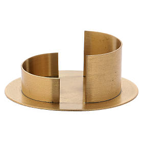 Modern-style candle holder in satinised gold-plated brass