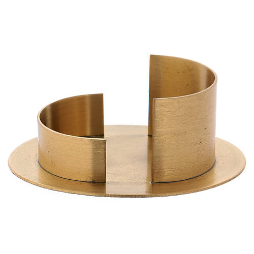 Modern-style candle holder in satinised gold-plated brass 1