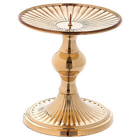 Gold plated brass candlestick with spike h 4 3/4 in