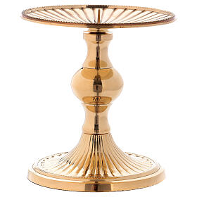 Gold plated brass candlestick with spike h 4 3/4 in