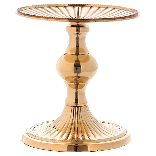 Gold plated brass candlestick with spike h 4 3/4 in 2