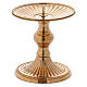 Gold plated candlestick with plate and spike h 3 1/2 in s1