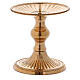 Gold plated candlestick with plate and spike h 3 1/2 in s2