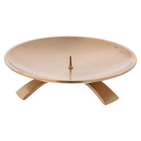 Candle holder plate in matt gold-plated brass with jag d. 13 cm