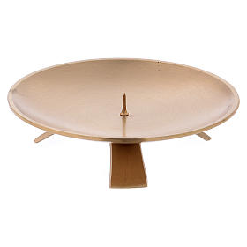 Candle holder plate in matt gold-plated brass with jag d. 13 cm