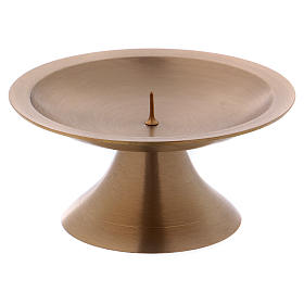 Candle holder with round base in matt gold-plated brass d. 11 cm