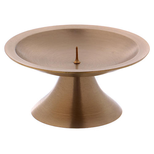 Candle holder with round base in matt gold-plated brass d. 11 cm 1