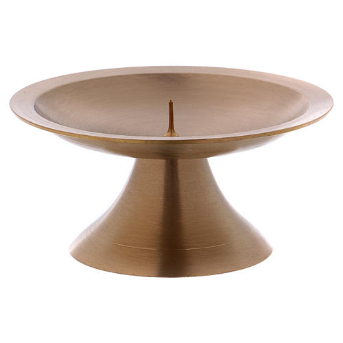 Candle holder with round base in matt gold-plated brass d. 11 cm 2