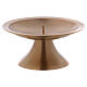 Matte candlestick with round base in gold plated brass d. 4 1/4 in s2