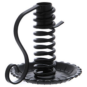 Spiral-Leuchter, schwarzes Eisen mit Handgriff, 2,4 cm
