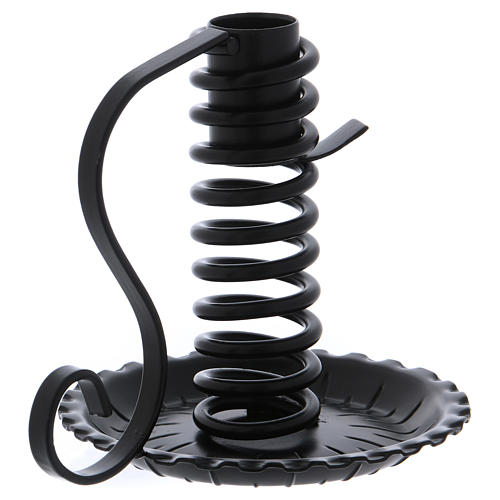 Spiral-Leuchter, schwarzes Eisen mit Handgriff, 2,4 cm 2