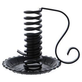 Porte-bougie en spirale en fer noir diam. 2.4 cm
