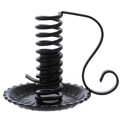 Porte-bougie en spirale en fer noir diam. 2.4 cm 1